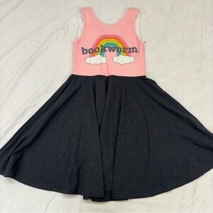 NEW Malia and Kai Tank Twirl Bookworm Dress‎ Size 8 Pink Gray